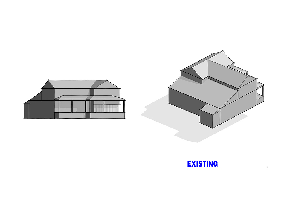 Architectural 3D massing of existing residence