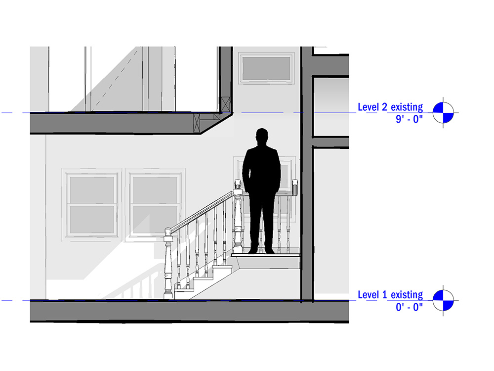 Chris Kryzanek Architect - Farmhouse Redux - stair design structural framing at the preliminary stage