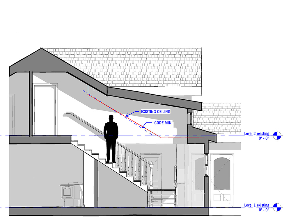 Chris Kryzanek Architect - Farmhouse Redux - Stair remodel schematic design